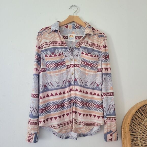 C&C California Tribal Button Down Red/Blue/ - Picture 1 of 7